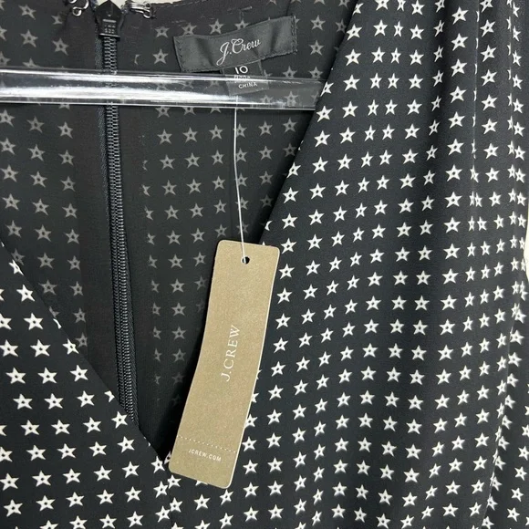 J. CREW - NWT - black & white peplum w/ stars,deep v-neck, ruffled top. Size 10. - Picture 4 of 9
